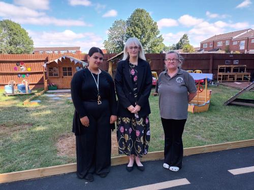 Sabba, Cllr Delaney and Kay at the nursery