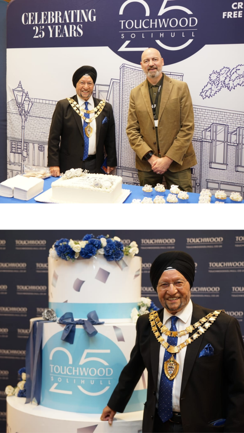 Mayor of Solihull and Tony Elvin at Touchwood 25 Anniversary