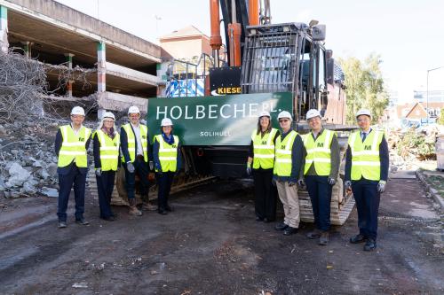 Councillor Karen Grinsell, Leader of Solihull Council, and Councillor Heather Delaney, Cabinet member for Economy, Business and Skills with the development team from MUSE